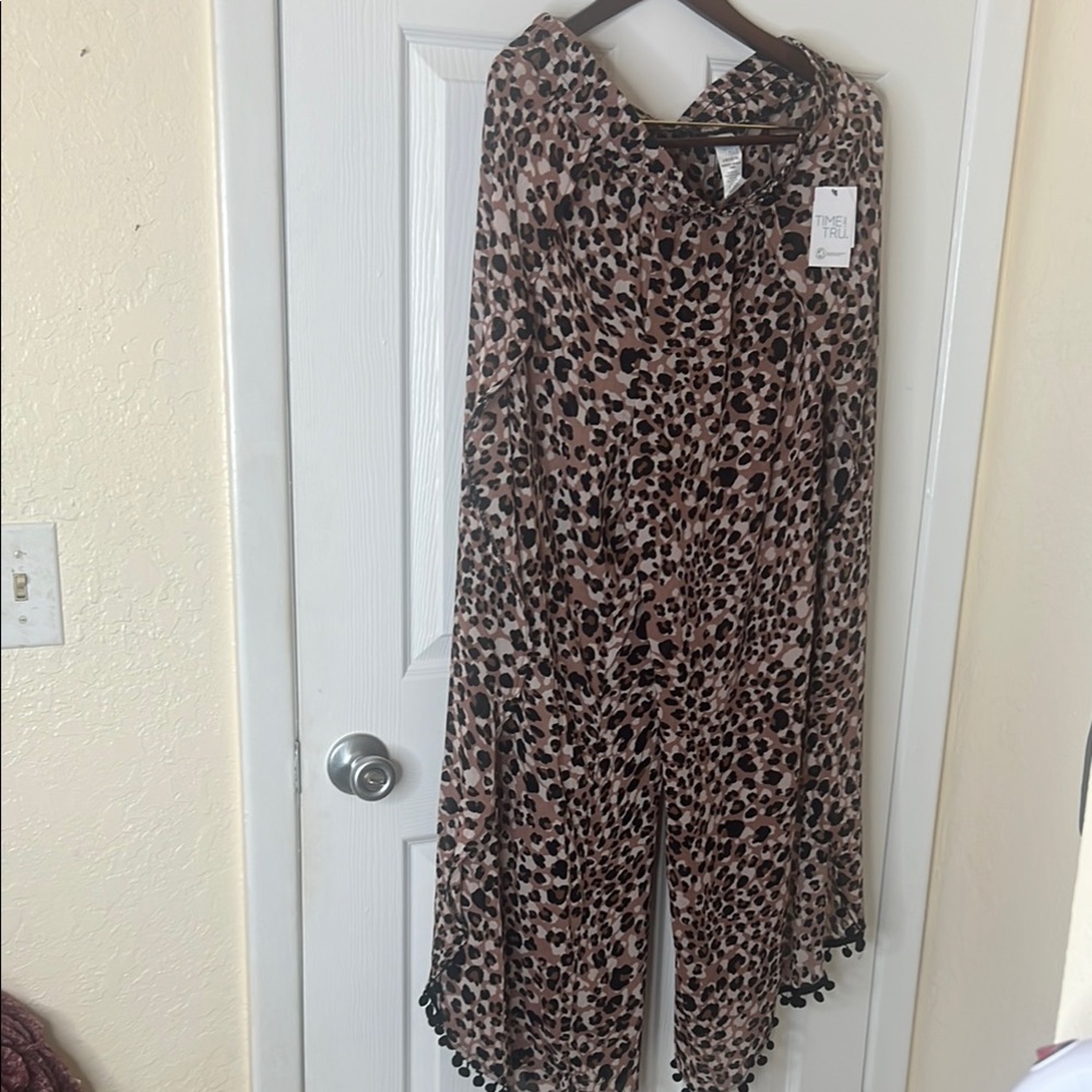 Time and Tru Leopard Print Swim Coverup